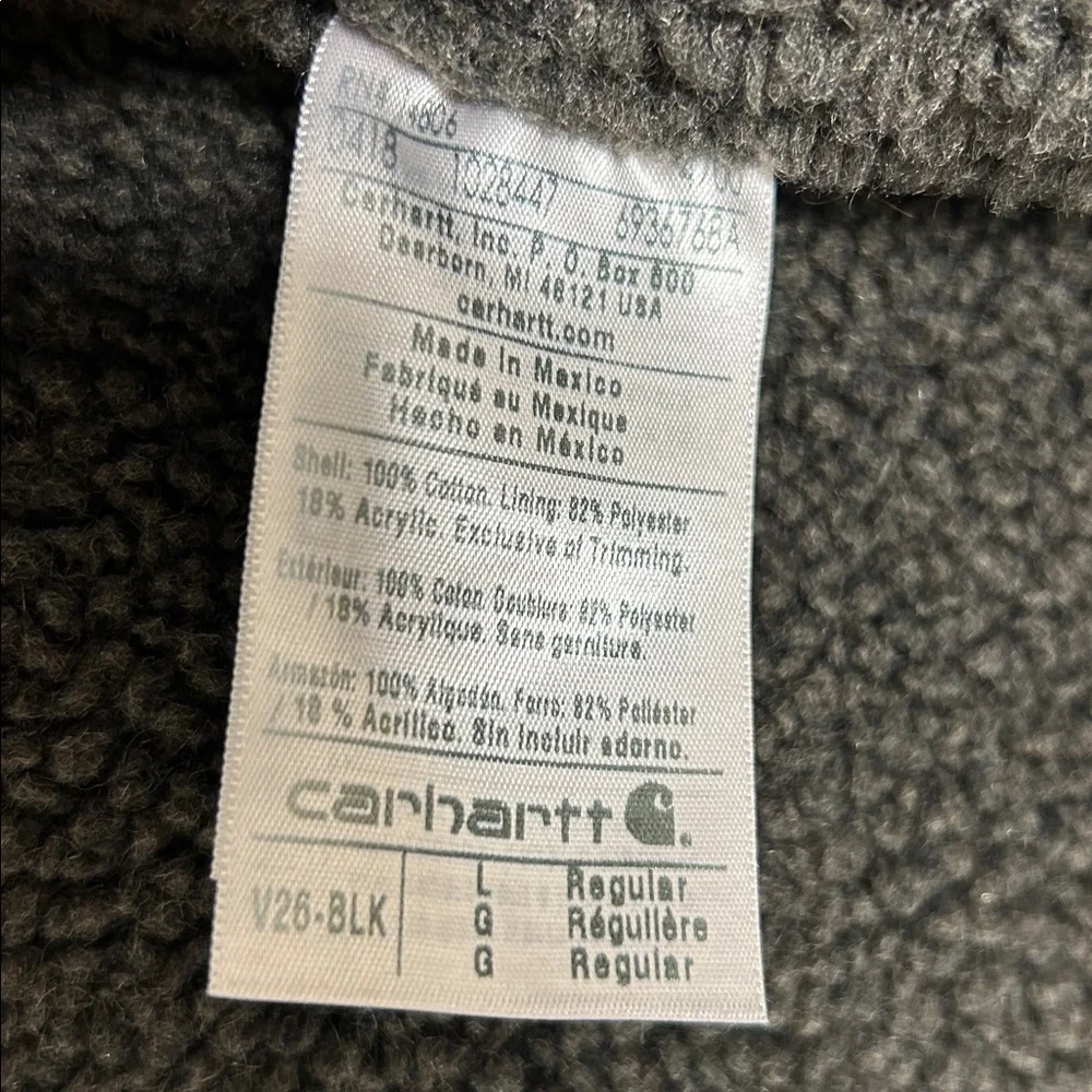 Carhartt Charcoal Black Sherpa Lined Vest 
V26-BLK Size L - Picture 4 of 5